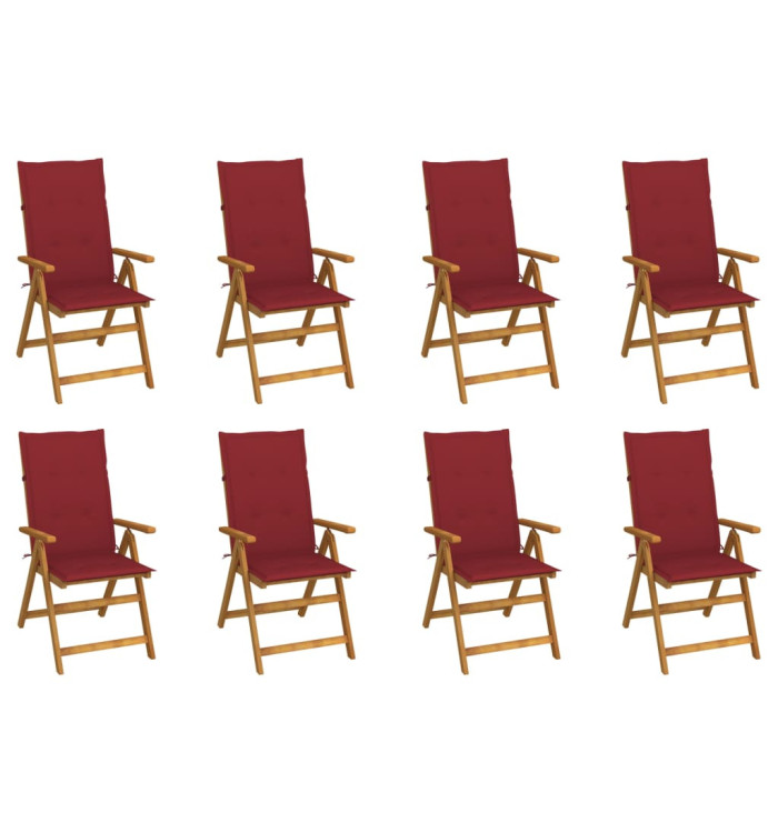 Chaises pliables de jardin avec coussins lot de 8 Bois d'acacia | Mobilier & Déco