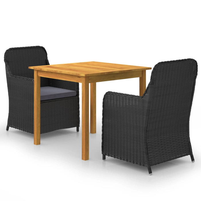 Ensemble à manger de jardin 3 pcs Noir | Mobilier & Déco