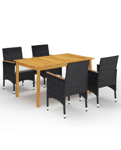 Ensemble à manger de jardin 5 pcs Noir | Mobilier & Déco