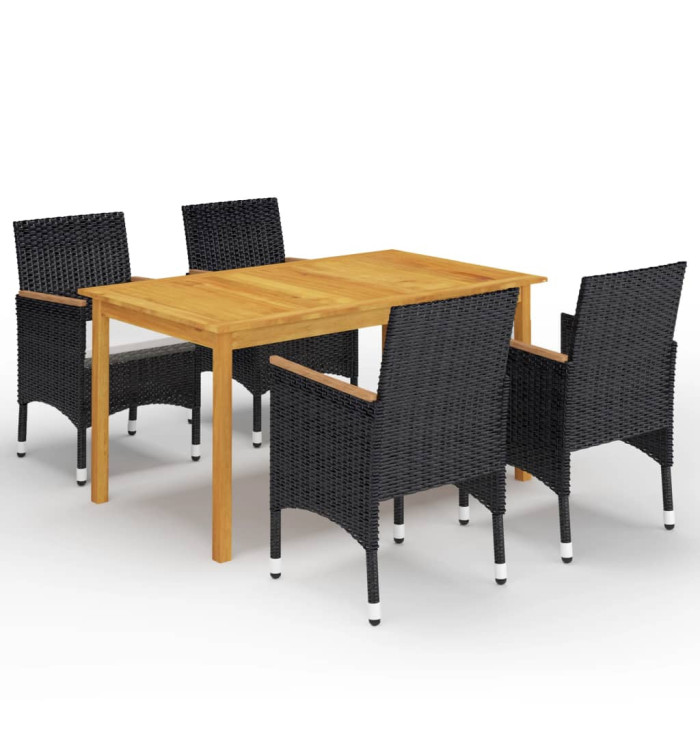 Ensemble à manger de jardin 5 pcs Noir | Mobilier & Déco