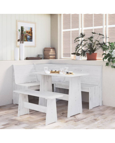 Ensemble à manger REINE 3 pcs blanc bois de pin massif | Mobilier & Déco