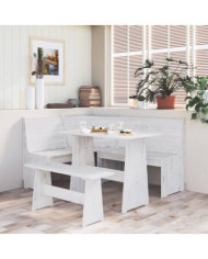 Ensemble à manger REINE 3 pcs blanc bois de pin massif | Mobilier & Déco