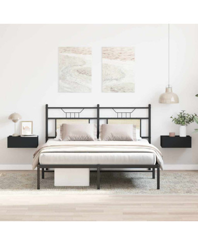 Tables de chevet flottantes 2 pcs Noir 40x30x15 cm | Mobilier & Déco