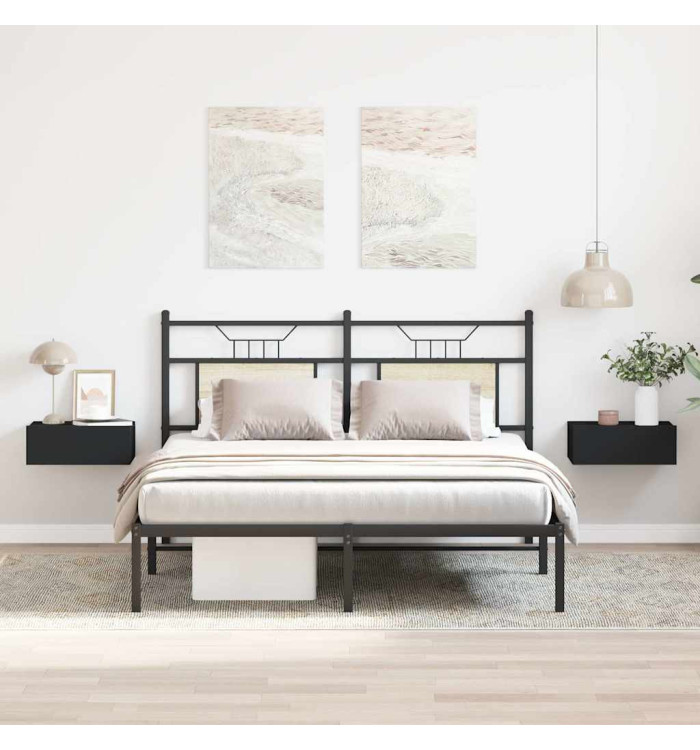 Tables de chevet flottantes 2 pcs Noir 40x30x15 cm | Mobilier & Déco
