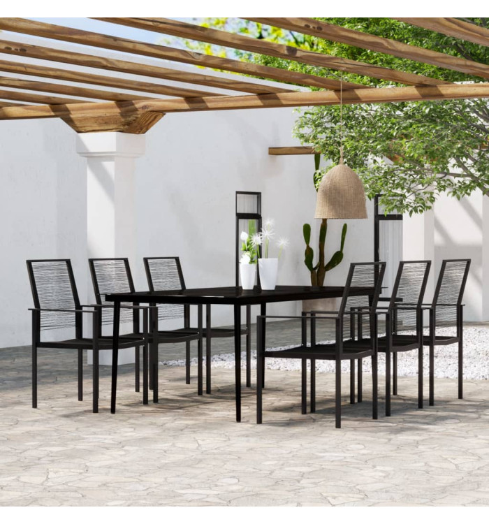 Ensemble à manger de jardin 7 pcs Noir | Mobilier & Déco