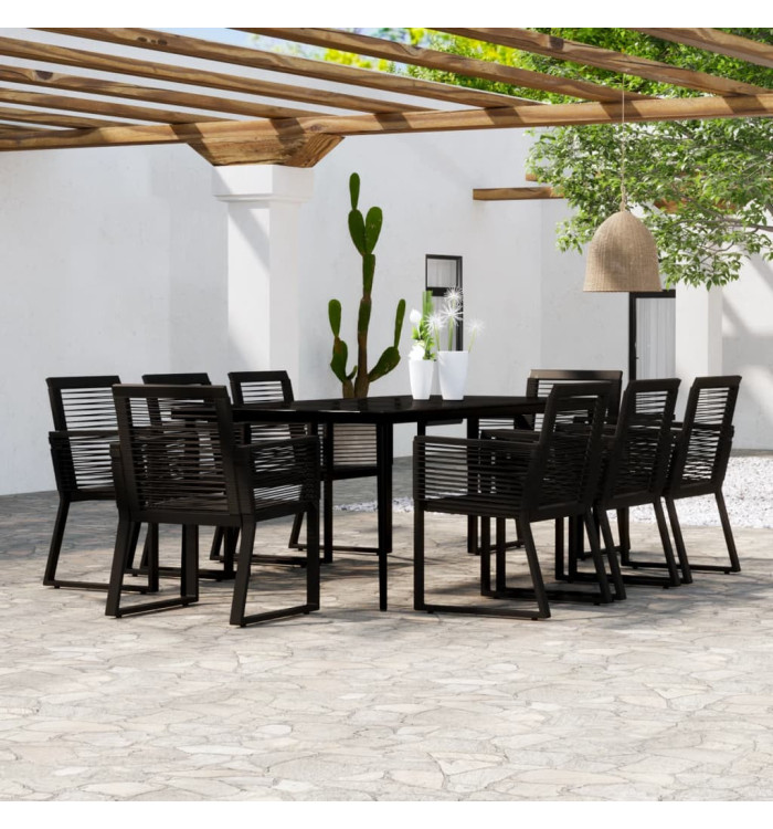 Ensemble à manger de jardin 9 pcs Noir | Mobilier & Déco