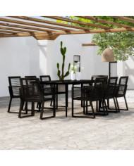 Ensemble à manger de jardin 9 pcs Noir | Mobilier & Déco
