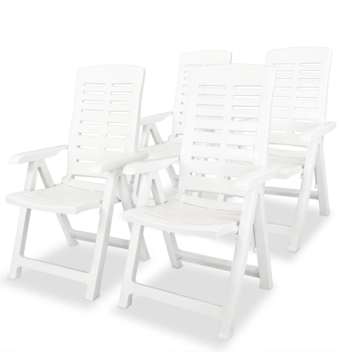 Chaises inclinables de jardin lot de 4 Plastique Blanc | Mobilier & Déco