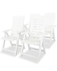 Chaises inclinables de jardin lot de 4 Plastique Blanc | Mobilier & Déco