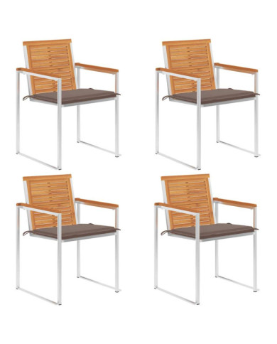Chaises de jardin lot de 4 avec coussins Bois d'acacia massif | Mobilier & Déco