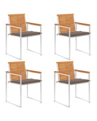 Chaises de jardin lot de 4 avec coussins Bois d'acacia massif | Mobilier & Déco