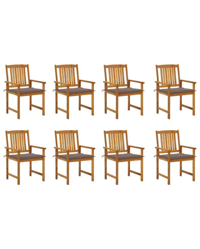 Chaises de jardin avec coussins lot de 8 Bois d'acacia solide | Mobilier & Déco