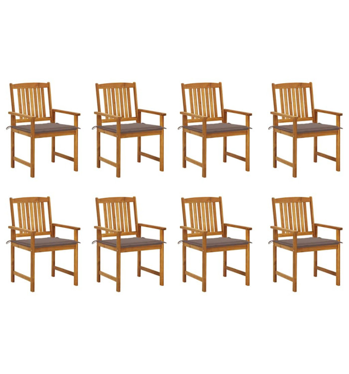 Chaises de jardin avec coussins lot de 8 Bois d'acacia solide | Mobilier & Déco