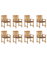 Chaises de jardin avec coussins lot de 8 Bois d'acacia solide | Mobilier & Déco