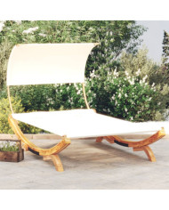 Lit repos avec auvent 165x203x126 cm Bois courbé massif Crème | Mobilier & Déco