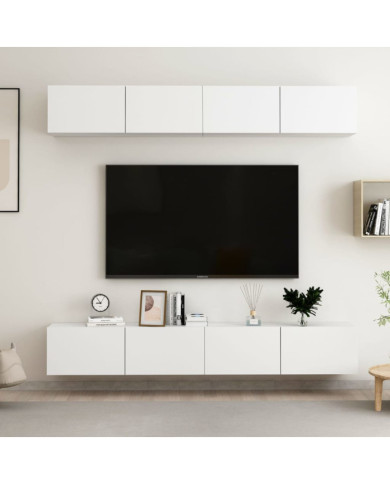 Meubles TV 4 pcs Blanc 100x30x30 cm Bois d'ingénierie | Mobilier & Déco