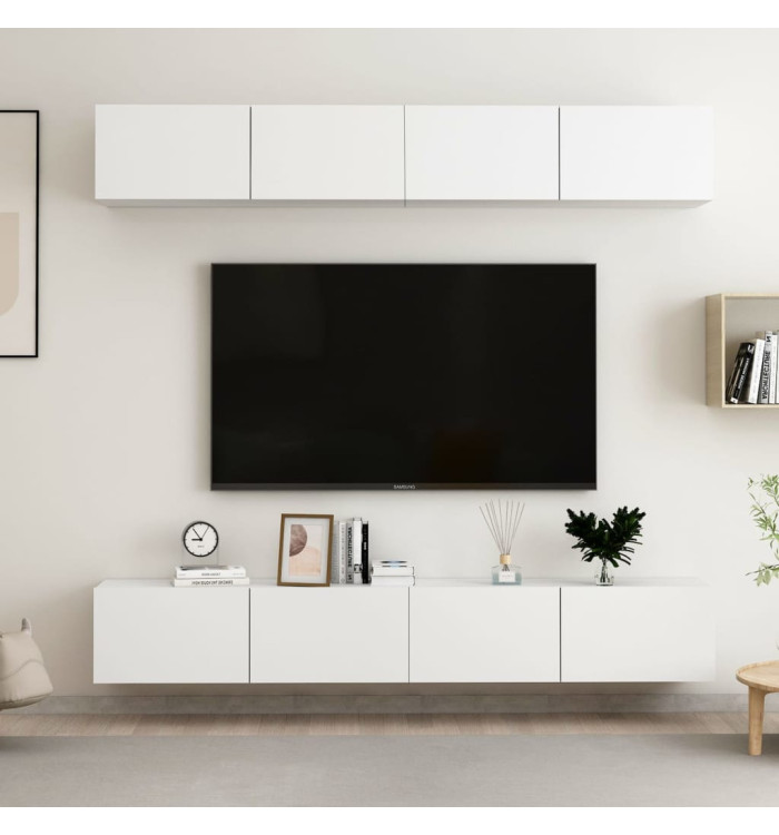 Meubles TV 4 pcs Blanc 100x30x30 cm Bois d'ingénierie | Mobilier & Déco