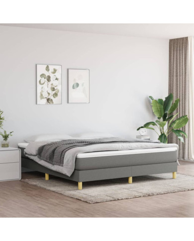 Cadre de lit sans matelas gris foncé 180x200 cm tissu | Mobilier & Déco