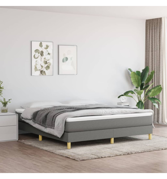 Cadre de lit sans matelas gris foncé 180x200 cm tissu | Mobilier & Déco