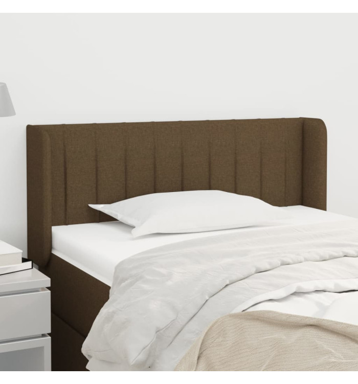Tête de lit avec oreilles Marron Foncé 93x16x78/88 cm Tissu | Mobilier & Déco