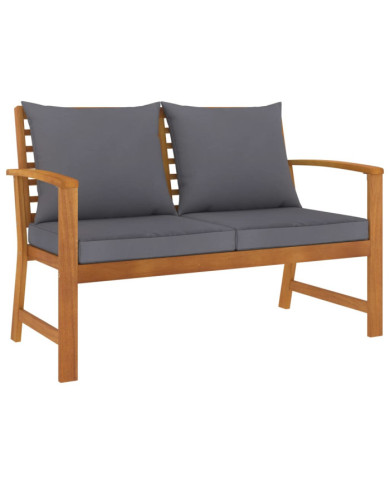 Banc de jardin 120cm et coussin gris foncé Bois solide d'acacia | Mobilier & Déco