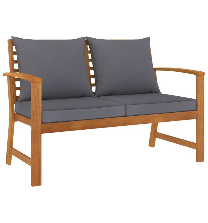 Banc de jardin 120cm et coussin gris foncé Bois solide d'acacia | Mobilier & Déco