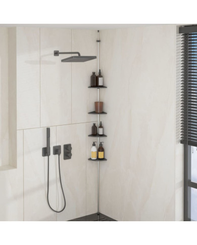 Étagère d’angle de douche télescopique à 4 niveaux Argenté | Mobilier & Déco