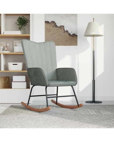 Chaise à bascule Gris clair Velours | Mobilier & Déco