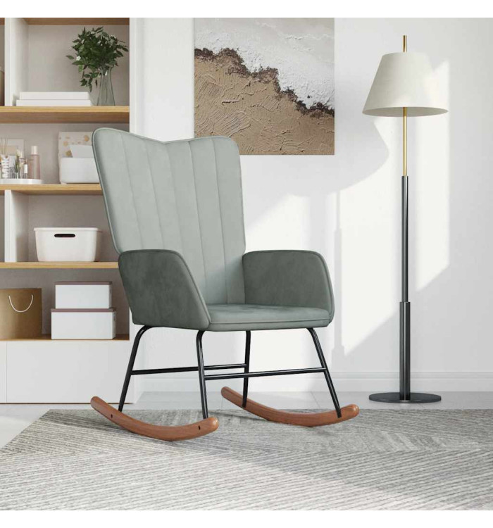Chaise à bascule Gris clair Velours | Mobilier & Déco