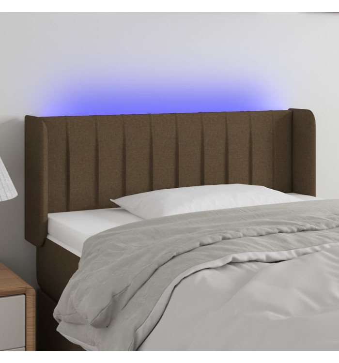 Tête de lit à LED Marron foncé 93x16x78/88 cm Tissu | Mobilier & Déco