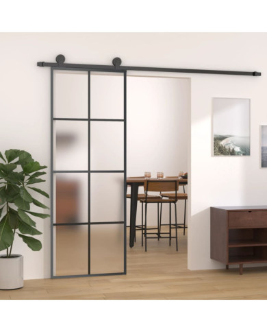 Porte coulissante avec kit de quincaillerie 76x205 cm Verre ESG | Mobilier & Déco