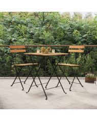 Chaises de bistrot pliantes lot de 2 Bois de teck solide acier | Mobilier & Déco