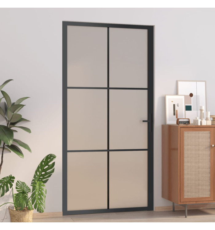 Porte intérieure 102,5x201,5 cm Noir Verre mat et aluminium | Mobilier & Déco