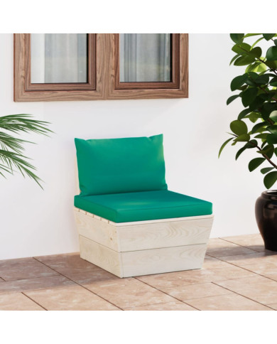 Canapé central palette de jardin avec coussins Épicéa imprégné | Mobilier & Déco