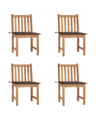 Chaises de jardin lot de 4 avec coussins Bois de teck massif | Mobilier & Déco
