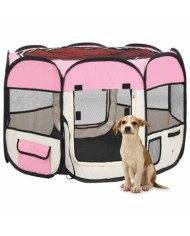Parc pour chiens pliable avec sac de transport Rose 90x90x58 cm | Mobilier & Déco