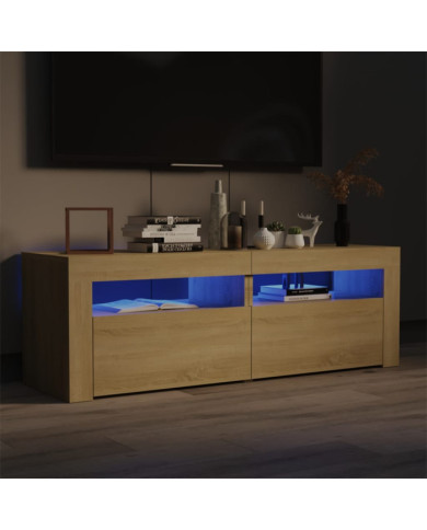 Meuble TV avec lumières LED chêne sonoma 120x35x40 cm | Mobilier & Déco