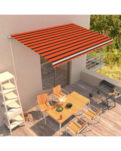 Auvent manuel rétractable 450x300 cm Orange et marron | Mobilier & Déco