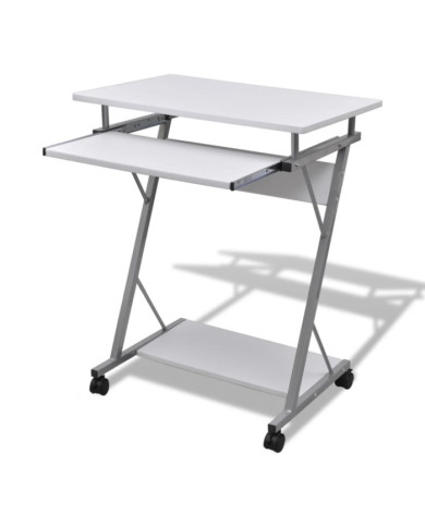 Bureau d'ordinateur compact avec plateau à clavier Blanc | Mobilier & Déco