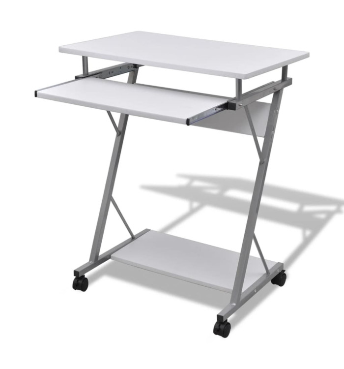 Bureau d'ordinateur compact avec plateau à clavier Blanc | Mobilier & Déco