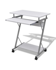 Bureau d'ordinateur compact avec plateau à clavier Blanc | Mobilier & Déco