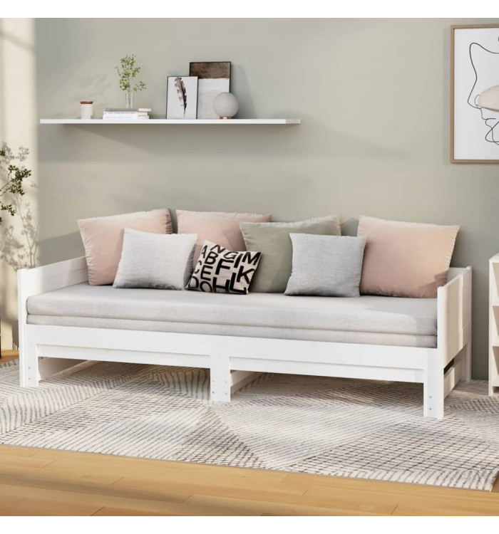 Lit coulissant sans matelas blanc 2x(80x200)cm | Mobilier & Déco