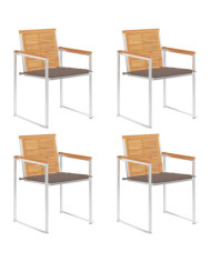 Chaises de jardin lot de 4 avec coussins Bois de teck massif | Mobilier & Déco