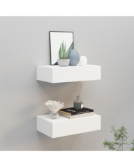 Étagères à tiroirs murales 2 pcs Blanc 40x23,5x10 cm MDF | Mobilier & Déco