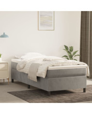 Sommier à lattes de lit et matelas Gris clair 90x200 cm Velours | Mobilier & Déco
