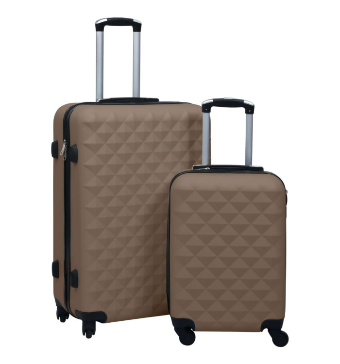 Ensemble de valises rigides 2 pcs Marron ABS | Mobilier & Déco