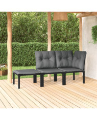 Salon de jardin 3 pcs noir et gris résine tressée | Mobilier & Déco