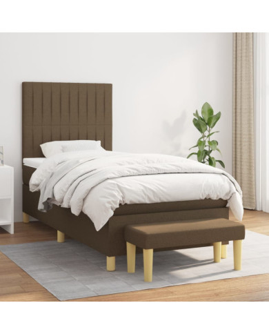 Sommier à lattes de lit avec matelas Marron foncé 100x200 cm | Mobilier & Déco