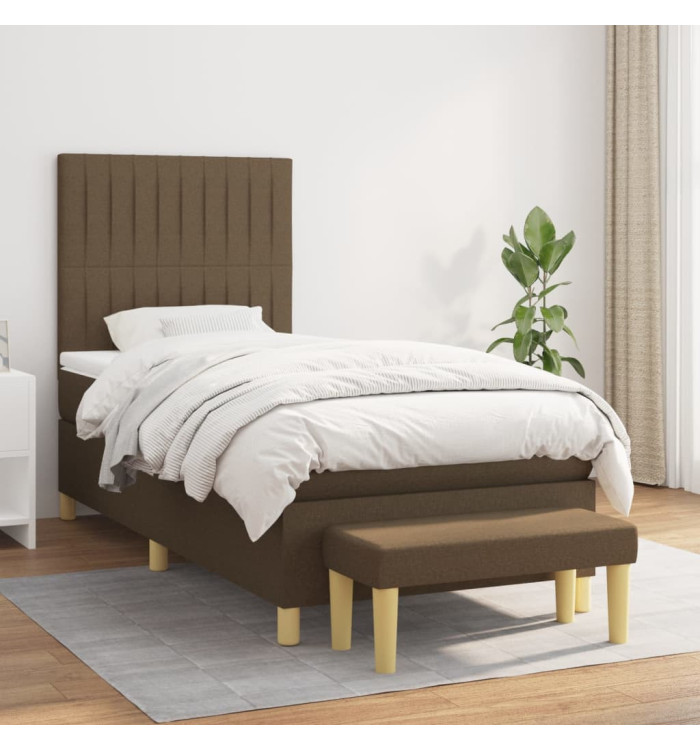 Sommier à lattes de lit avec matelas Marron foncé 100x200 cm | Mobilier & Déco