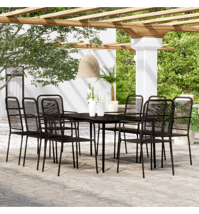 Ensemble à manger de jardin 9 pcs Noir | Mobilier & Déco